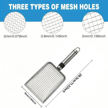 Soil Sifter for Gardening 3 Pack, Stainless Steel Garden Sand Soil Compost Sifter with Handle (2/3.8/5 mm Mesh), Gardening Tool & Reptile Sand Scoop for Litter Cleaning, Rocks Shell Sifting