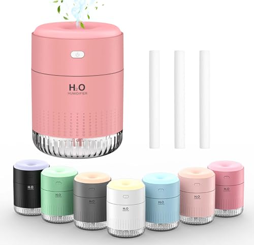 SZO Plant Humidifier Indoor, 500ml Pink with Colorful Lights | Small Humidifiers for Plants, Travel, Bedroom, Office Desktop, Baby Room - color: Pink1.0