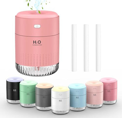 SZO Plant Humidifier Indoor, 500ml Pink with Colorful Lights | Small Humidifiers for Plants, Travel, Bedroom, Office Desktop, Baby Room - color: Pink1.0