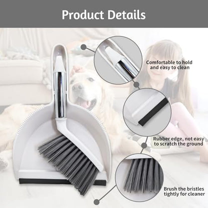 PINVNBY Mini Dustpan and Brush Set, Pet Cage Cleaner for Guinea Pigs Chinchillas Hamster Rabbits Hedgehogs etc, Hand Broom and Dustpan Set with Sand Scooper for Animals Waste (3 Pack White) - color: White