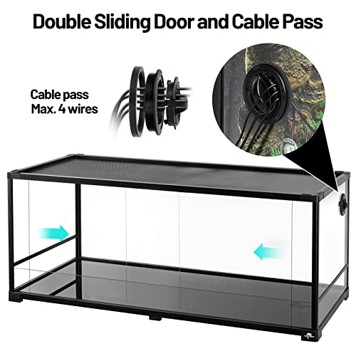 67 Gallon Reptile Tank, Glass Reptiles Terrarium 48" x 18" x 18", Sliding Door, Top Ventilation, Cable Pass, Humidify Hole, Large Reptile Cage Habitat for Bearded Dragon, Lizard, Snake, Gecko - size: 48" x 18" x 18"