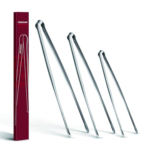 Precise Serrated Non-Slip Tips Cooking Tongs (9.5" & 11.5" & 13.5") | Durable 18/8 Stainless Steel Metal Tweezers Tongs, Lightweight Easy Control for Frying, Plating, BBQ, Easy to Care & Clean - size: 9.5"+11.5"+13.5"