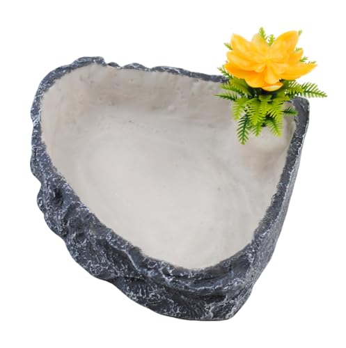 Reptile Corner Food Bowl Water Dish,Snake Feed Dish with Artificial Plant Reptile Water Bowl Terrariums for Bearded Dragon Tortoise Chameleon Hermit Crabs Turtle Leopard Gecko Frog