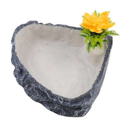 Reptile Corner Food Bowl Water Dish,Snake Feed Dish with Artificial Plant Reptile Water Bowl Terrariums for Bearded Dragon Tortoise Chameleon Hermit Crabs Turtle Leopard Gecko Frog