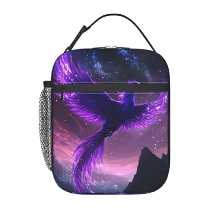Purple Phoenix Art Adult Insulated Lunch Bag, Portable Thermal Cooler Tote With Pockets, Durable Polyester Lunch Box With Handle For Work, Office, Travel - color: Style 1