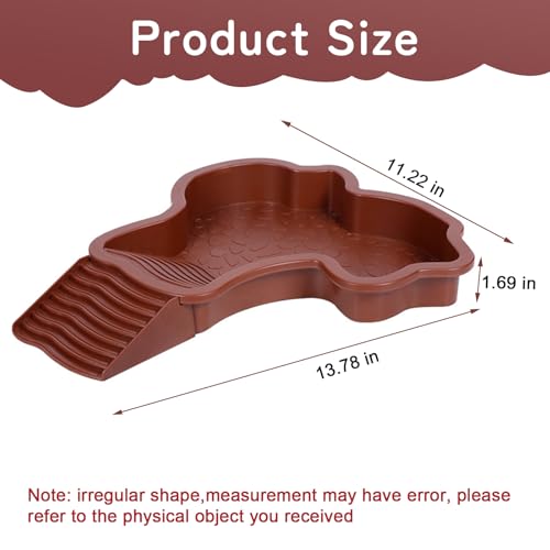 Small Water Dish Plastic Reptile Bathing Pool， Thickened Non-Slip Feeding Tortoise Food Water Bowls with Removable Ramp，Tortoise Habitat Accessories for Turtle Lizard Gecko Snake Bearded Dragons