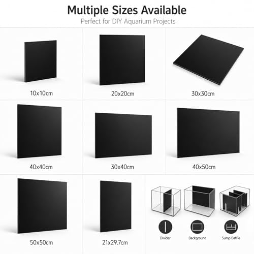Black Acrylic Panel for Sump Baffle, Aquarium Divider and Fish Tank DIY Applications, One Side Matte One Side Glossy,Thickness 6mm,300x400mm 1PCS - color: Thickness 6mm, size: 300x400mm 1PCS
