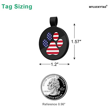 MYLUCKYTAG QR Code Pet ID | Personalized Dog & Cat Collar Tag | Online Profile with Instant Scanned Location Alert Email - style: USA Patriot