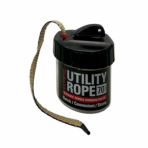 Rapid Rope Canister, 70ft Tan Tactical Paracord, 1100lb Test, USA Made | Heavy Duty Poly Rope Test Cord, Non-Tangle Dispenser Included, For Hiking, Camping, Survival, Utility, Stocking Stuffer, Gift - size: 70ft, style: Tan