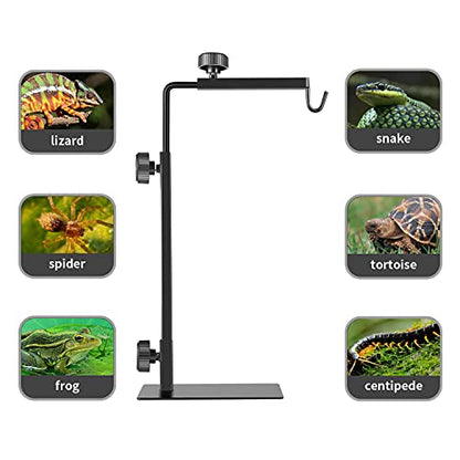 Reptile Heat Lamp Stand, Adjustable 16"- 31" H, Sturdy Metal Light Holder | Holds Dual Lampshades, Widely Compatible for Bearded Dragons, Turtles, Snakes & Terrariums (10-120 gal) - size: Large (Pack of 1)