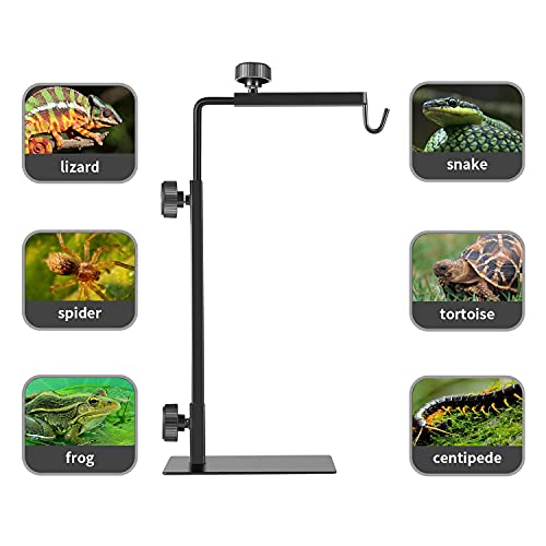 Reptile Heat Lamp Stand, Adjustable 16"- 31" H, Sturdy Metal Light Holder | Holds Dual Lampshades, Widely Compatible for Bearded Dragons, Turtles, Snakes & Terrariums (10-120 gal) - size: Large (Pack of 1)