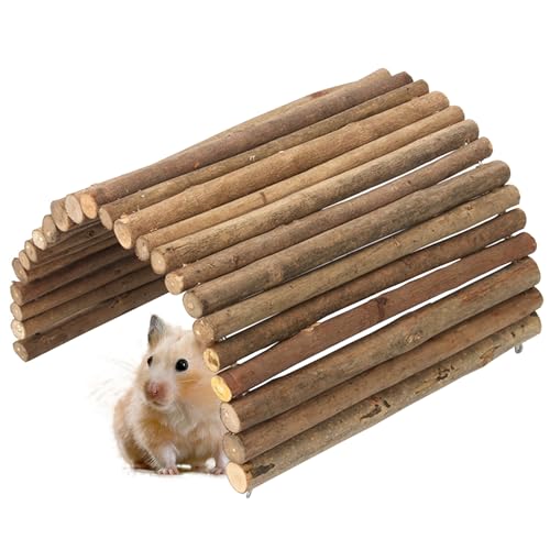 Reptile Bridge 5x9 Inch Safe Willow Branches Guinea Pig Ramp Anti-Bite Guinea Pig Hideout Climbing Ladder for Ferrets Chinchillas Hedgehogs Tortoise, M - color: M