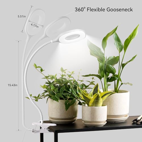 2 Packs Plant Growing Lamp, LED Pot Clip-on Plant Light for Growing | Full Spectrum Plant Light with Remote, 4/8/12H Timer, 10 Level Dimmable for Small Plants Succulents Seedlings - size: 2 Pack