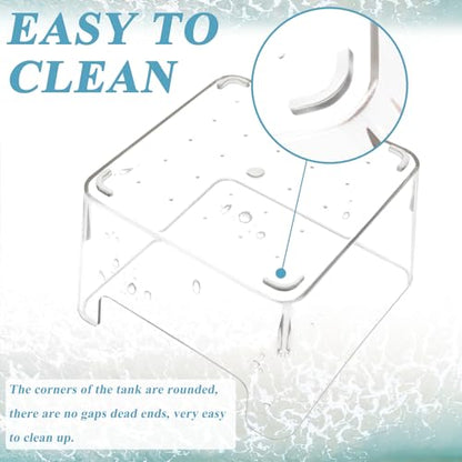 2 Pack Hermit Crab Water Tank, Hermit Crab Cage Accessories with Climbing Ramp Hermit Crab Aquarium Salt Water Pool for Small or Medium Hermit Crab Habitat Home – Transparent (Large) - size: Large
