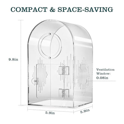 Jumping Spider Enclosure Kit, Clear Acrylic, No Assembly Needed | Micro-vent airflow, 360-degree view, Pre-assembled, Magnetic feeding dish, Tweezers included, For spiderlings and mantises