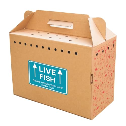 60PCS Live Fish Stickers Shipping Supplies,Please Handle with Care This Side Up Arrow Warning Stickers,Live Fish Shipping Labels(2"x3")