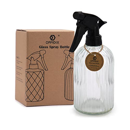 Spray Bottle, Pressure Watering Can, Handheld Spray Bottles, Outdoor Indoor Plant Mister, 0.4L/13.5oz Glass Water Spray Bottle for Garden, Plants, Cleaning, Hairdressing (Clear) - color: H-Clear