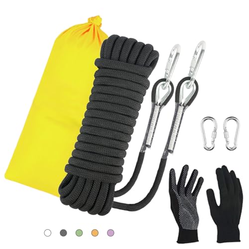 Static Climbing Rope - Heavy Duty Climbing Rope for Rock Climbing, Tree Climbing Gear, Arborist Rope, and Camping Rope - 10m (32ft), 20m (64ft), 30m (96ft) - color: Black, size: 8mm/10M(32ft)
