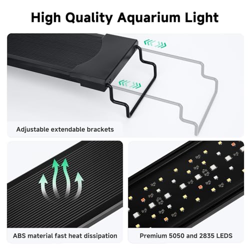 AQQA LED Aquarium Light, 24/7 & DIY Mode Full Spectrum Fish Tank Light | Adjustable Timer/Brightness, Extendable Bracket Aquarium Plant Light, Memory Function, IP68 Waterproof, for 24–32 Inch Tank - size: For 24-32 inch fish tank