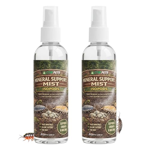 CTWPets Isopod Calcium Spray 2-Pack – Bulk Trace Mineral Mist for Isopod Colonies & Bioactive Setups – 2+ Year Supply, 2x8oz