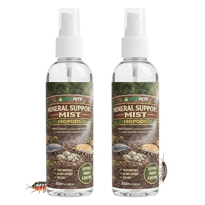 CTWPets Isopod Calcium Spray 2-Pack – Bulk Trace Mineral Mist for Isopod Colonies & Bioactive Setups – 2+ Year Supply, 2x8oz