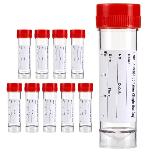 10 Pack Sterile Specimen Cups with Lids, 30ml Leakproof Sample Containers Kit, Individually Wrapped, Disposable Urine Collection Cups with ID Stickers, Urine Sample Cups for Medical Sample Testing