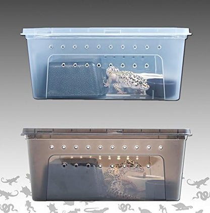 Hypeety Reptile Breeding Box Clear Plastic Enclosure Terrarium for Reptiles | With ventilated lid, portable transport container, pet feeding/hatching, for lizard/turtle/spiders/geckos/frog, 7.4x4.1x2.9''
