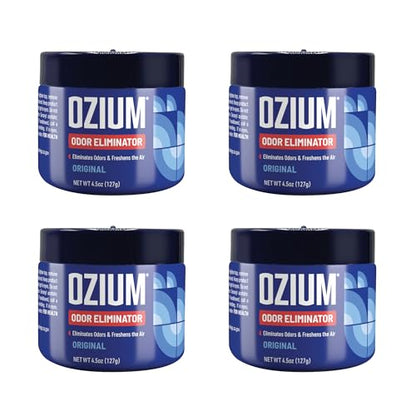 Ozium 4.5 Oz. Odor Eliminating Gel, Air Freshener Alternative | For Smoke, Pets, and Musty Odors, Long Lasting Odor Remover for Cars, Homes, Original Scent, 4 Pack - size: 4.5 Ounce (Pack of 4)