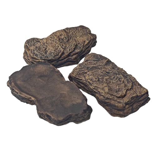 3Pcs Small Slate Rocks, Aquarium Stones, Decorative Tank Rocks for Fish, Turtle, Reptile, Bonsai, Terrarium, Landscaping, Model Scenery, Miniature Zen Garden, Easy to Clean - size: Small Slate Rocks