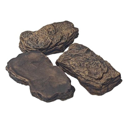 3Pcs Small Slate Rocks, Aquarium Stones, Decorative Tank Rocks for Fish, Turtle, Reptile, Bonsai, Terrarium, Landscaping, Model Scenery, Miniature Zen Garden, Easy to Clean - size: Small Slate Rocks