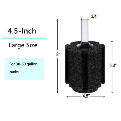 AQUANEAT Aquarium Bio Sponge Filter Breeding Fry Betta Shrimp Nano Fish Tank, 3pcs (Large up to 60Gal) - size: Large up to 60Gal