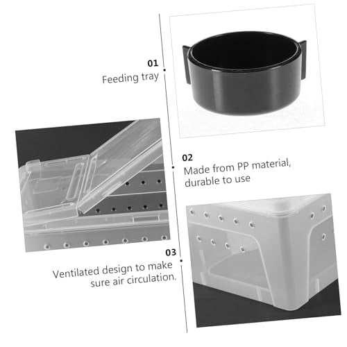 MERRYHAPY 1Pc Transparent Plastic Reptile Case for Spider Scorpion Gecko Insect Snake Tortoise Durable Feeding Box with Ventilation for Easy Transport and Care White