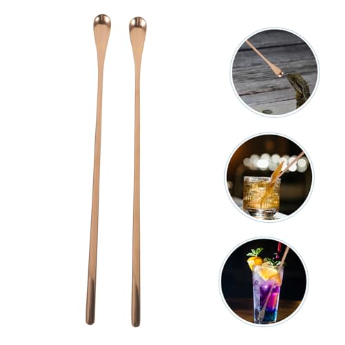 Happyyami 2pcs Feeding Spoon for Reptiles Lizard Food Scoop Pet Food Handle Spoon - color: Rose Gold