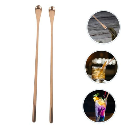 Happyyami 2pcs Feeding Spoon for Reptiles Lizard Food Scoop Pet Food Handle Spoon - color: Rose Gold