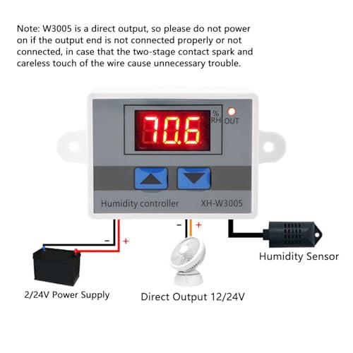 FTVOGUE XH-W3005 Humidity Sensor Switch 0~99% RH Humidity Switch 220V | Humidity Control Switch with 0.1%RH Accuracy. 0~99%RH Range. 1500W Load humidity controller 12v For Humidifier Dehumidifier