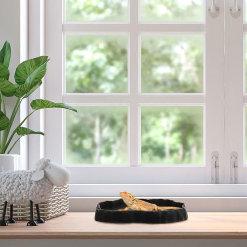 Cabilock Reptile Food and Water Bowl Gray Practical Gecko Feeder Escape-Proof Pet Feeding Dish for Lizards Frogs and Spiders in Terrariums
