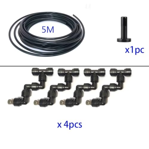 360 Adjustable Universal Spray Misting Nozzle Kit with 5M Hose for Garden Greenhouse Irrigation System Aquarium Reptile Humidity(5M 4 Foggers) - color: 5M 4 Foggers