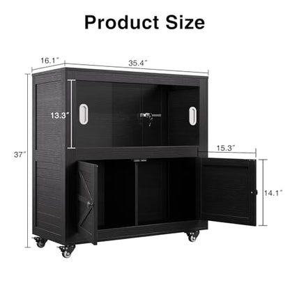 Reptile Terrarium with Stand, 40 Gallon Reptile Tank with Large Storage Cabinet and Ventilated Metal Mesh Top, Black - color: Black