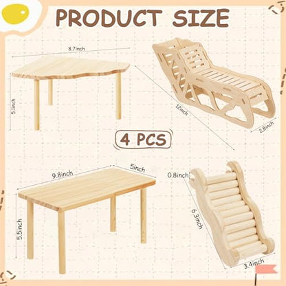 BreezeHug 4 Pcs Hamster Cage Accessories Hamster Platform Hideout Wooden Tunnel Ladder Playhouse Game Climbing Toy with Platform for Pets Dwarf Syrian Mice Degus Gerbils Squirrel(Tunnel) - style: Tunnel