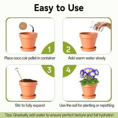 50 Pack 40mm Organic Coco Coir Pellets Seed Starter Soil | Low EC, pH Balance, Potting Soil Mix, Indoor Outdoor Plants, Herbs Houseplants Bonsai Vegetables Flowers - size: 40mm-50pack
