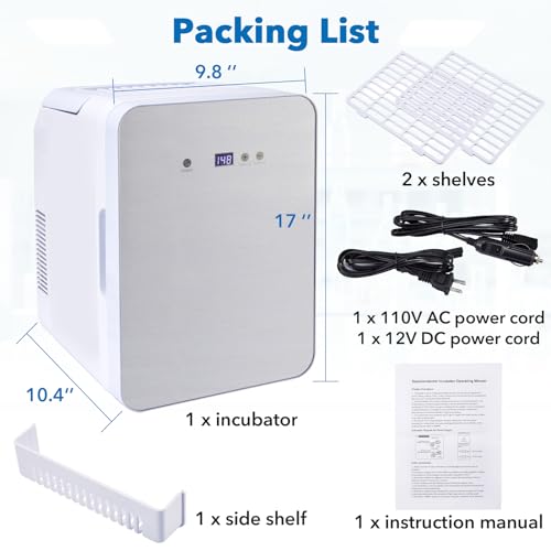 10L Lab Incubator, 35-148℉ Thermostatic Cabinet Incubator, 110V | for Laboratory General Purpose, Petri Dishes, Egg Incubation, 12V/110V