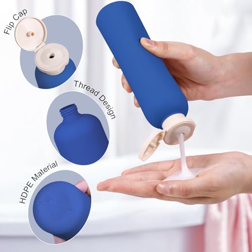 Travel Shampoo Bottle, Empty Plastic Squeeze Bottles 8.8oz with Flip Cap, Lotion Container for Toiletries Travel Size Shampoo and Conditioner - color: Blue