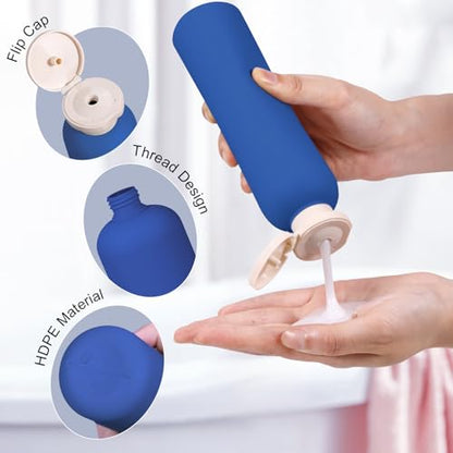 Travel Shampoo Bottle, Empty Plastic Squeeze Bottles 8.8oz with Flip Cap, Lotion Container for Toiletries Travel Size Shampoo and Conditioner - color: Blue