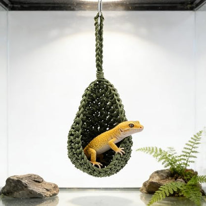 Snake Tank Accessories, Hanging Nylon Woven Hammock for Reptile, Habitat Enrichment Accessories for Snake, Gecko and Other Small Animals