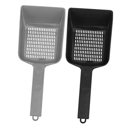 Hemoton 2pcs Reptile Sand Sifter Shovel Durable Litter Cleaner with Ergonomic Handle for Easy Excrement Cleaning Terrariums Black Gray