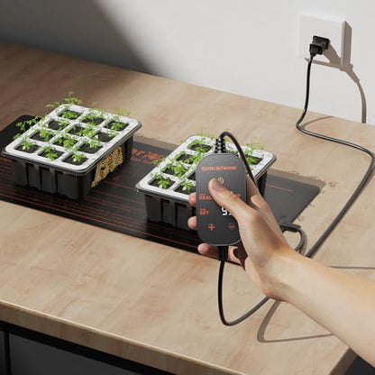Spider Farmer 10"x20.75" Seedling Heat Mat with Built-in Thermostat | Fast & Uniform Heating, MET & UL Certified, IP67 Waterproof Plant Heating Pad for Seed Starting Germination Hydroponics - size: 10"x 20.75"