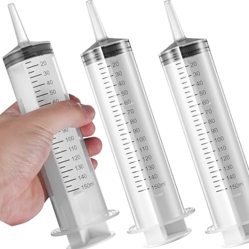 2 Pack 150ml Large Syringes Big Syringes, Large Garden Syringe for Scientific Labs, Measuring, Watering, Refilling (150 ML) (150 ML（3 PCS）) - size: 150 ML（3 PCS）
