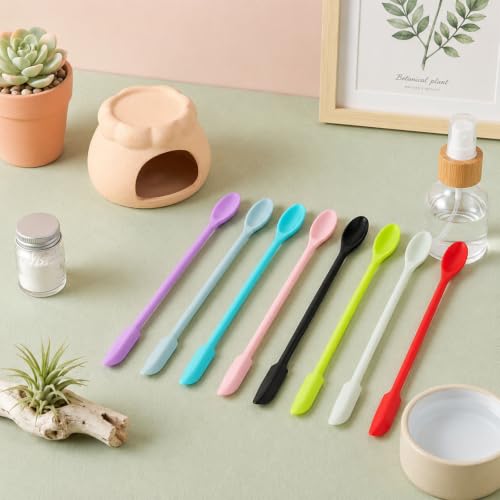 Jeffdad 8 Pcs Reptile Spoon, Crested Gecko Food Mixing Spoon Reptile Powder Fruit Mixing Stirring Food Feeding Spoons Long Handle Feeding Tool fit Gargoyle Bearded Dragon Lizard