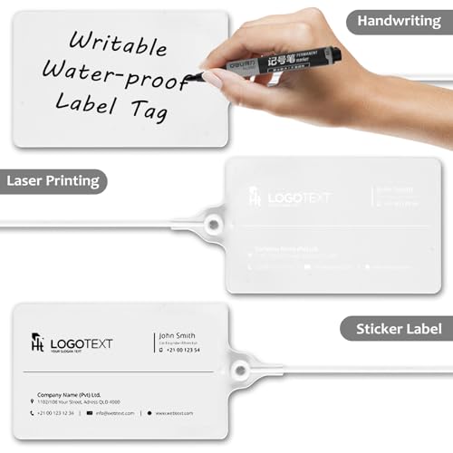 100 Plastic Waterproof Shipping Tags with One Marker Pen (White) - color: White