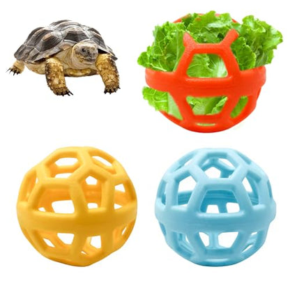 3 Pack Feeding Ball Toys for Tortoise, Tortoise Plastic Foraging Toy, Turtle Habitat Tank Accessories, Vegetable Supplier for Turtle